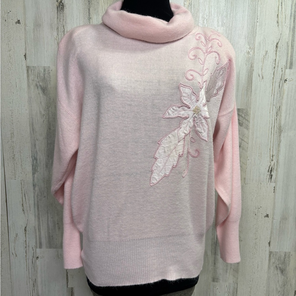 Barbra Sue Vintage 80’s-90’s Pink Sweater with Floral Design‎